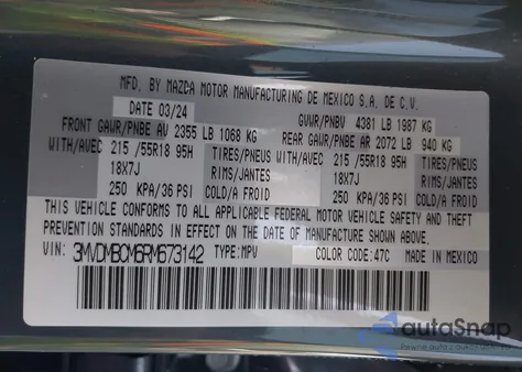 2024 Mazda Cx-30 2.5 S Carbon Edition z USA, uszkodzony, nr VIN 3MVDMBCM6RM673142